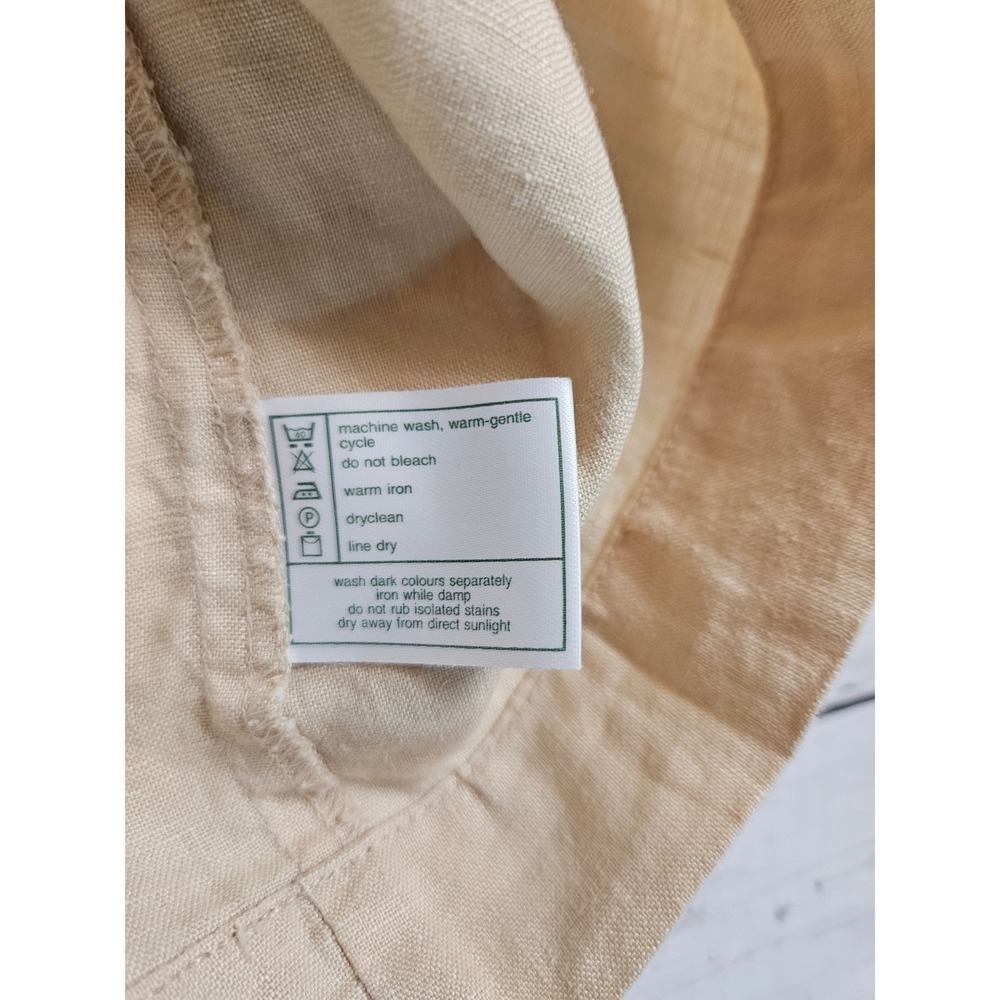 Laura Ashley Tan Beige 100% Linen Midi Skirt Size 10 Drawstring Pockets - Picture 5 of 7